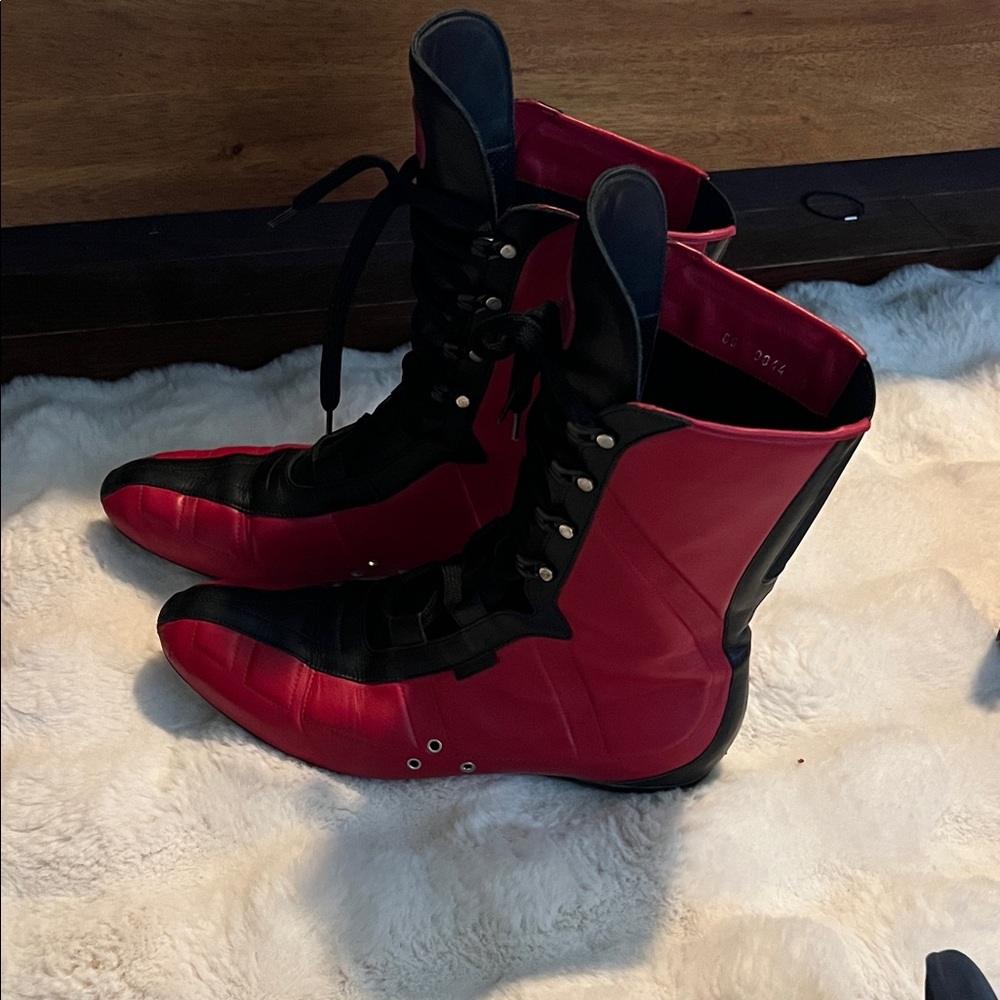 Louis Vuitton Red and Black High-Top Boots - Picture 3 of 8